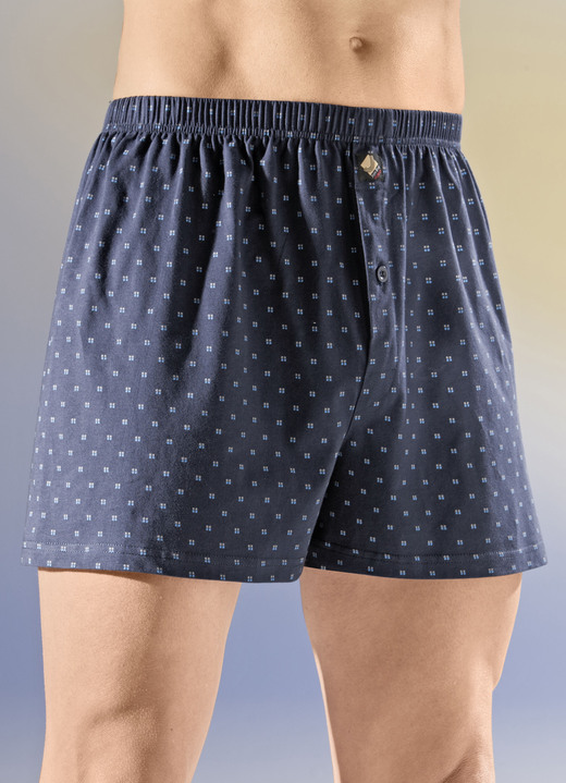 Pants & Boxershorts - Viererpack Boxershorts mit Alloverdessin, in Größe 005 bis 016, in Farbe 2X MARINE-BUNT, 2X GRAU-BUNT Ansicht 1