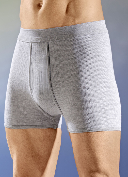 Slips & Unterhosen - Viererpack Unterhosen mit Softbund, in Größe 005 bis 012, in Farbe 2X GRAU MELIERT, 2X MARINE Ansicht 1