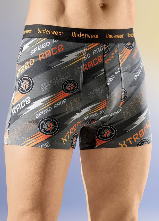 Pants & Boxershorts - Dreierpack Pants mit Elastikbund, in Größe 004 bis 010, in Farbe 2X GRAU-BUNT, 1X UNI ANTHRAZIT