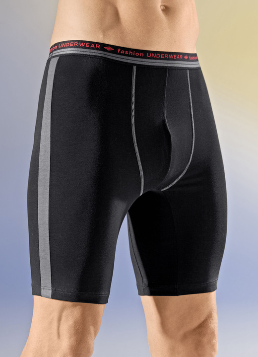 Pants & Boxershorts - Dreierpack Longpants mit Elastikbund, in Größe 005 bis 011, in Farbe 3X SCHWARZ-GRAU