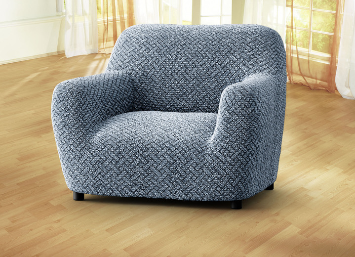 Sessel- & Sofaüberwürfe - Passgenaue Stretchbezüge in Mikrofaser-Qualität, in Größe 101 (Sesselbezug) bis 105 (TV-Sessel-Bezug), in Farbe BLAU Ansicht 1