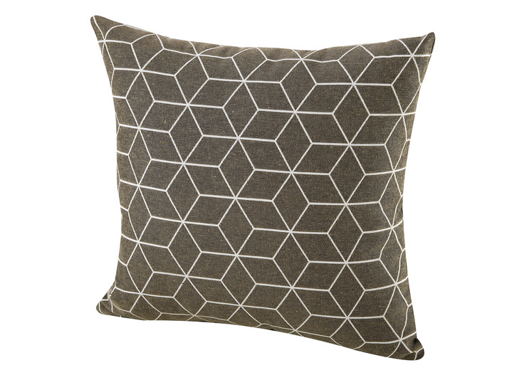 Dekokissen & Hüllen - Moderne Kissenbezüge in Jacquard-Qualität, in Größe 105 (40x40 cm) bis 110 (50x50 cm), in Farbe TAUPE Ansicht 1