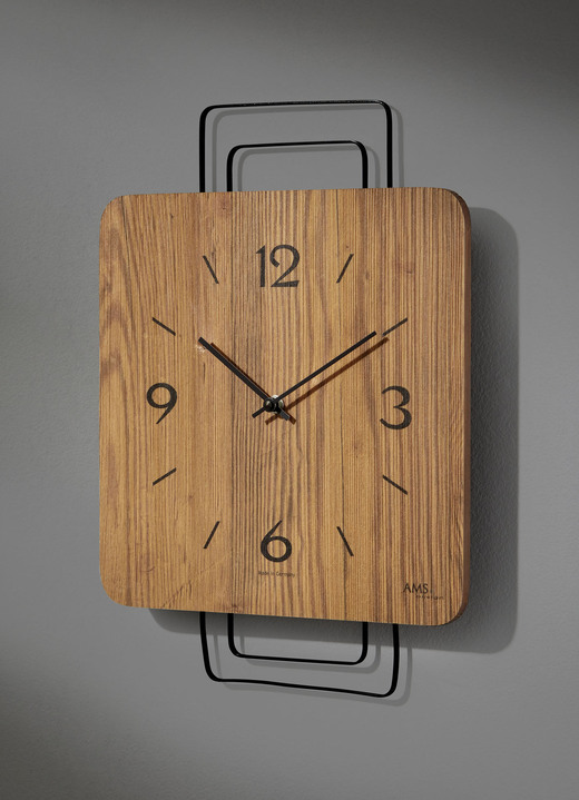 Uhren - Wanduhr mit Holzgehäuse aus dem Hause AMS, in Farbe EICHE Ansicht 1