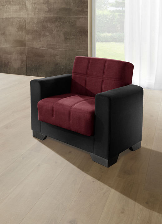 Wohnen - Moderne Polstermöbel , in Farbe SCHW.-BORDEAUX, in Ausführung Sessel Ansicht 1