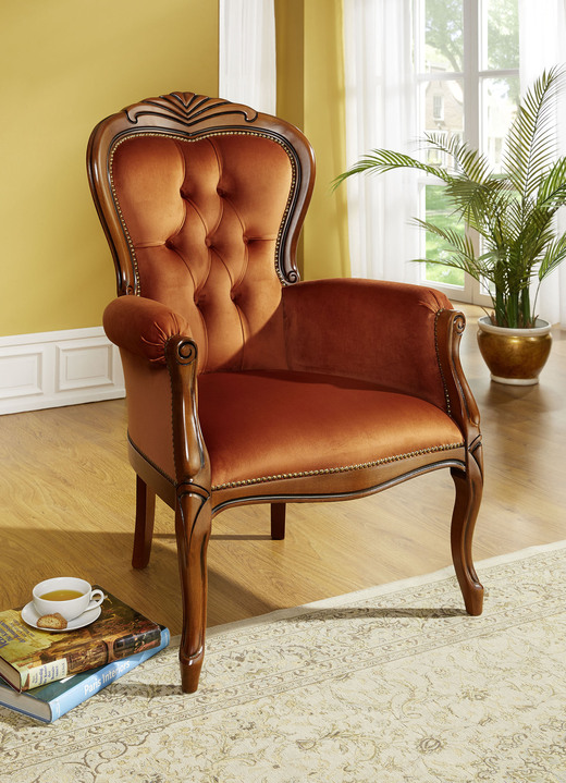 Stilmöbel - Toller Sessel mit Federkernpolsterung, in Farbe NUSSBAUM-TERRA Ansicht 1