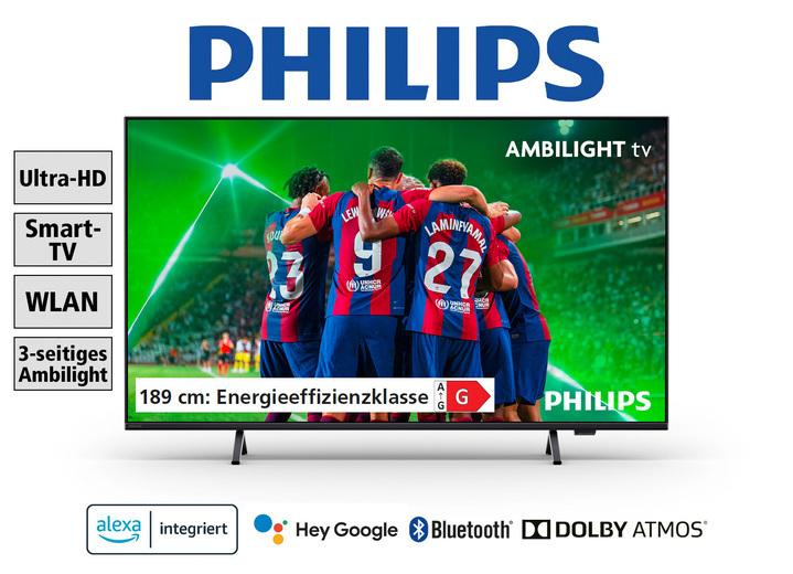 Fernseher - Philips PUS8309/12 4K-Ultra-HD-Ambilight-LED-Fernseher, in Farbe SCHWARZ Ansicht 1