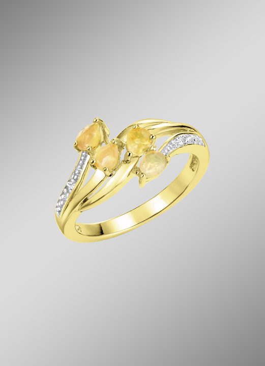 Ringe - Damenring mit echt Feueropal und 2 Diamanten, in Größe 160 bis 220, in Farbe  Ansicht 1
