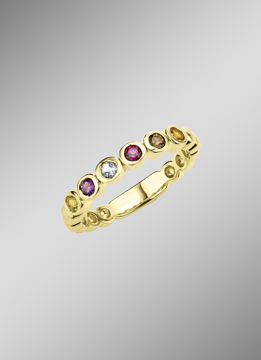 Ringe - Farbenfroher Memoire-Ring aus hochwertigem Gold, in Größe 160 bis 220, in Farbe  Ansicht 1