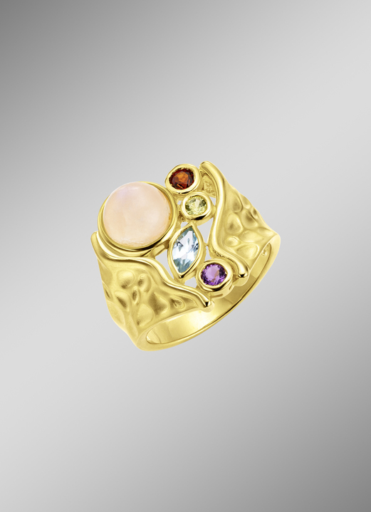 Ringe - Vergoldeter Damenring mit Edelsteine, in Größe 160 bis 220, in Farbe  Ansicht 1