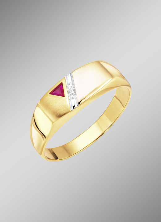 Ringe - Herrenring mit Rubin und Diamanten, in Größe 180 bis 240, in Farbe  Ansicht 1