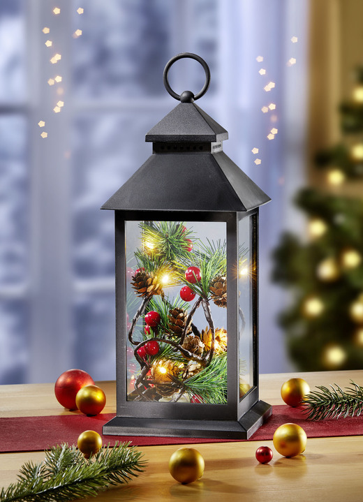 Schwarze Laterne mit LED-Beleuchtung - Weihnachtliche Dekorationen | BADER