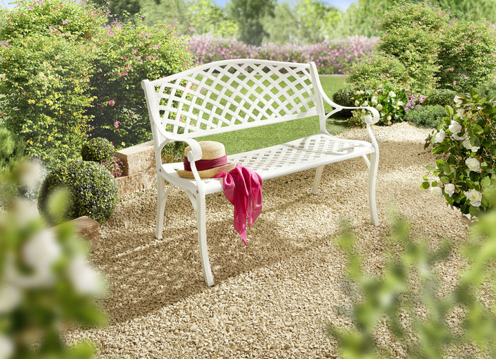 Wetterfeste 2-Sitzer-Gartenbank aus leichten Aluguß - Gartenmöbel | BADER