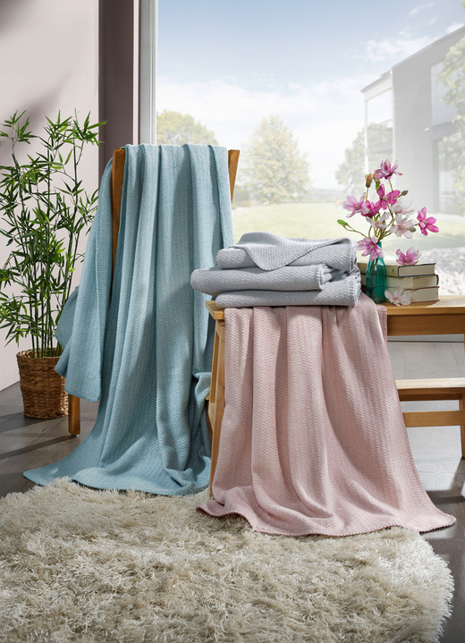 Decken - Wohndecke mit Zick-Zack-Dessin, in Farbe ROSE