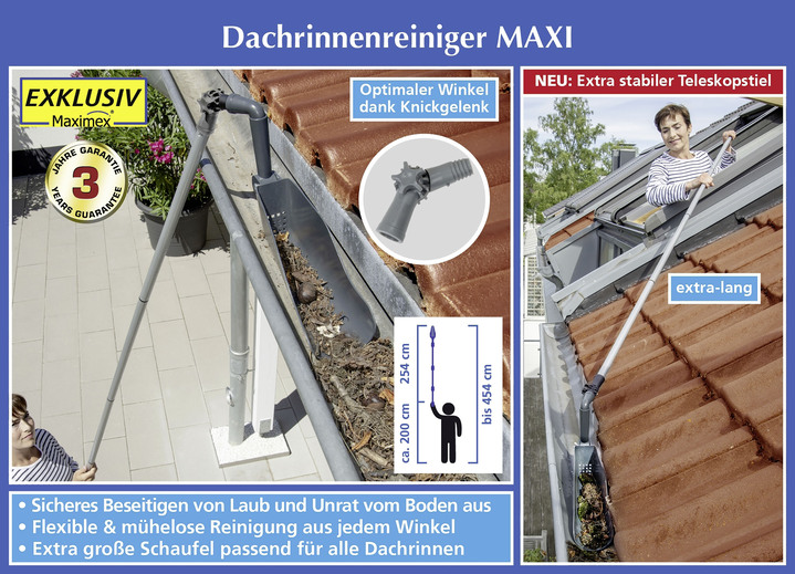 Gartengeräte und Zubehör - Dachrinnen-Reiniger Maxi für bis zu 4,5 m Arbeitshöhe, in Farbe GRAU-SCHWARZ Ansicht 1