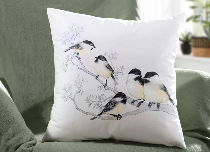 Dekokissen & Hüllen - Kissenbezug mit Vogel- Motiv, in Farbe BUNT